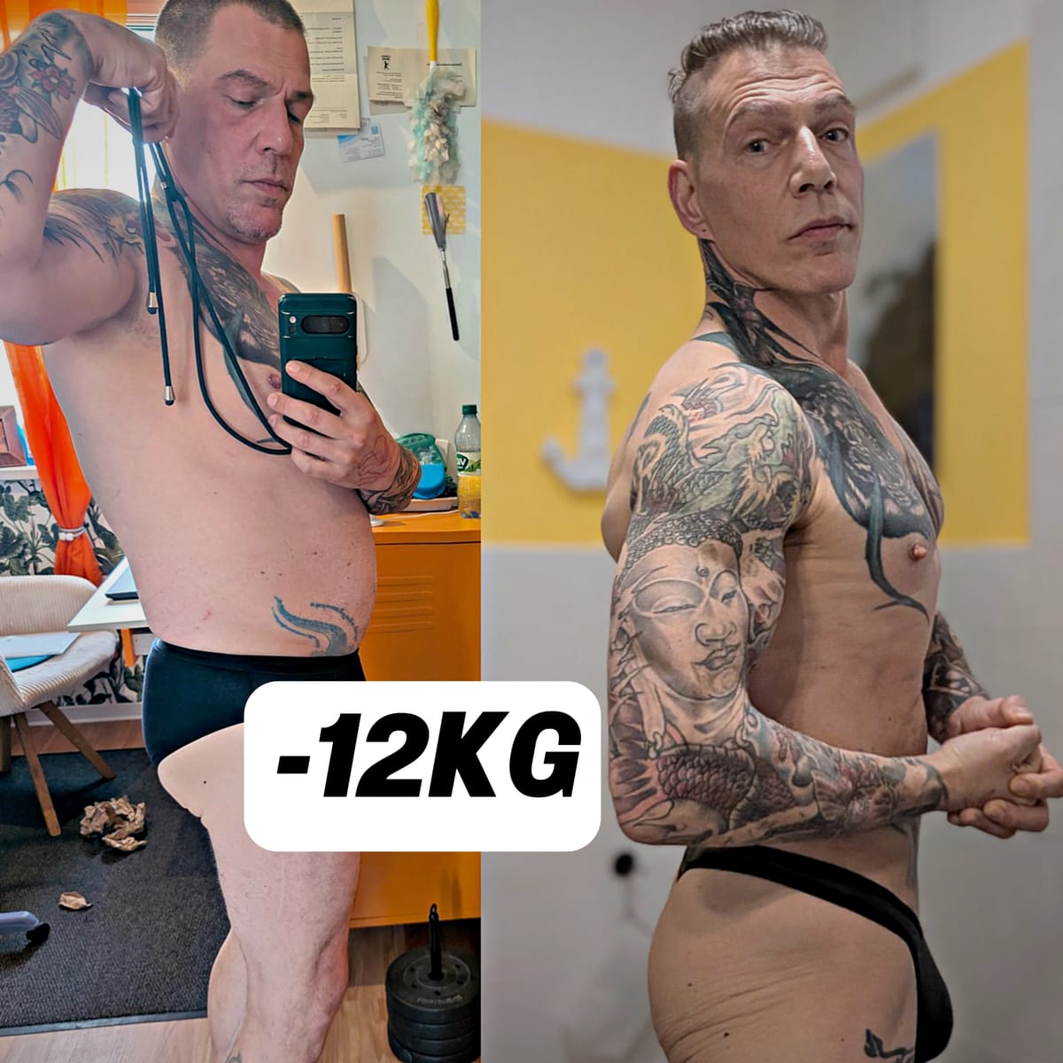 Vorher-Nachher-Vergleich von Marko: 12 Kilogramm weniger nach dem Coaching bei Sten Schulze